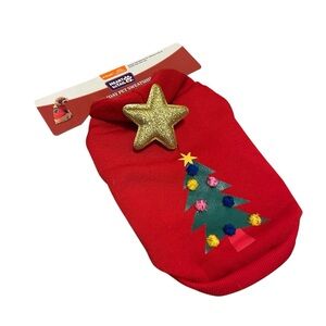 NEW Red Christmas Tree Dog Cat Hoodie Sweatshirt Pet Holiday Top XS Animal Shirt